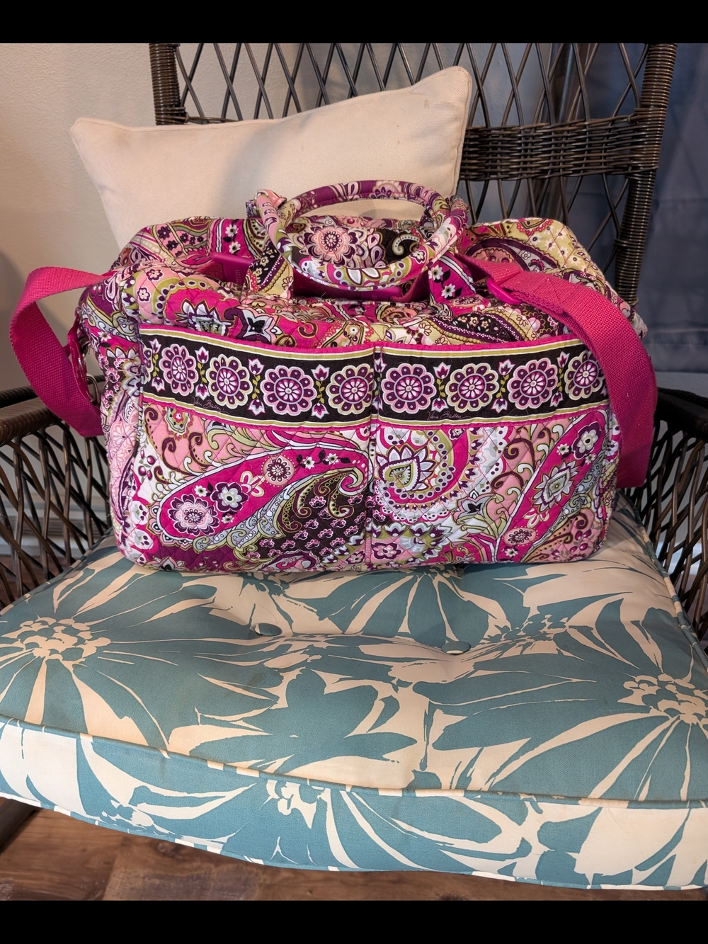 Vera Bradley Very Berry Paisley Pink Quilted Duffel Bag - Picture 2 of 13